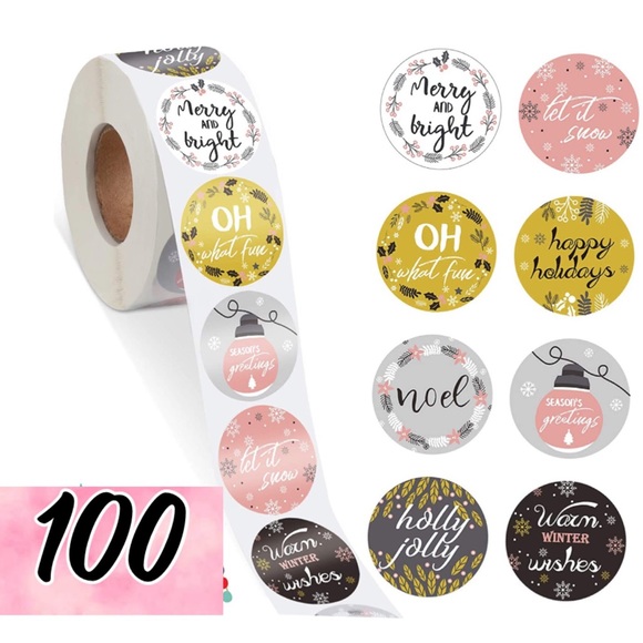 Other - (100) Holiday stickers 8 designs 1.5”